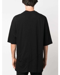 schwarzes T-Shirt mit einem Rundhalsausschnitt mit Flicken von Rick Owens DRKSHDW