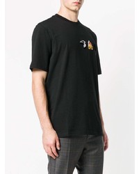 schwarzes T-Shirt mit einem Rundhalsausschnitt mit Flicken von Lanvin