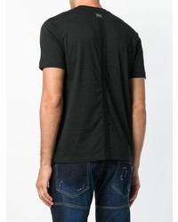 schwarzes T-Shirt mit einem Rundhalsausschnitt mit Flicken von Les Hommes Urban