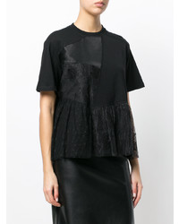 schwarzes T-Shirt mit einem Rundhalsausschnitt mit Flicken von McQ Alexander McQueen