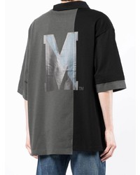 schwarzes T-Shirt mit einem Rundhalsausschnitt mit Flicken von Maison Mihara Yasuhiro