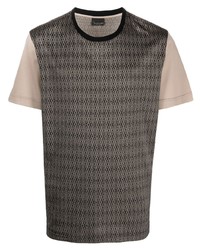 schwarzes T-Shirt mit einem Rundhalsausschnitt mit geometrischem Muster von Billionaire