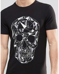 schwarzes T-Shirt mit einem Rundhalsausschnitt mit geometrischem Muster von Asos