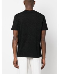 schwarzes T-Shirt mit einem Rundhalsausschnitt mit geometrischem Muster von Armani Exchange