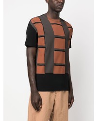 schwarzes T-Shirt mit einem Rundhalsausschnitt mit geometrischem Muster von Paul Smith