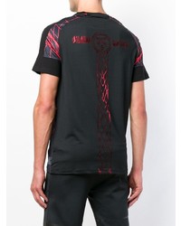 schwarzes T-Shirt mit einem Rundhalsausschnitt mit geometrischem Muster von Plein Sport
