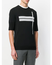 schwarzes T-Shirt mit einem Rundhalsausschnitt mit geometrischem Muster von Neil Barrett