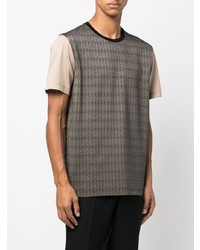 schwarzes T-Shirt mit einem Rundhalsausschnitt mit geometrischem Muster von Billionaire