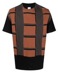 schwarzes T-Shirt mit einem Rundhalsausschnitt mit geometrischem Muster von Paul Smith