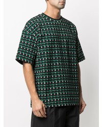 schwarzes T-Shirt mit einem Rundhalsausschnitt mit geometrischem Muster von Christian Wijnants