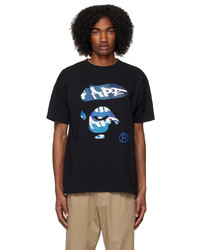 schwarzes T-Shirt mit einem Rundhalsausschnitt mit Karomuster von BAPE