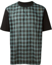 schwarzes T-Shirt mit einem Rundhalsausschnitt mit Karomuster von Lanvin