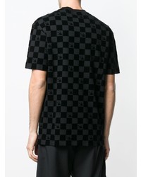 schwarzes T-Shirt mit einem Rundhalsausschnitt mit Karomuster von McQ Alexander McQueen