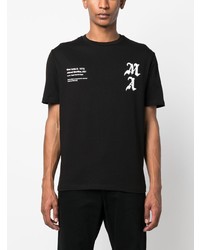 schwarzes T-Shirt mit einem Rundhalsausschnitt mit Karomuster von Amiri