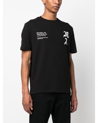 schwarzes T-Shirt mit einem Rundhalsausschnitt mit Karomuster von Amiri