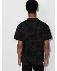 schwarzes T-Shirt mit einem Rundhalsausschnitt mit Paisley-Muster von Palm Angels