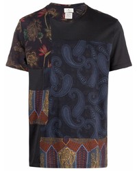 schwarzes T-Shirt mit einem Rundhalsausschnitt mit Paisley-Muster von Etro