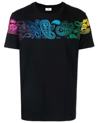 schwarzes T-Shirt mit einem Rundhalsausschnitt mit Paisley-Muster von Etro