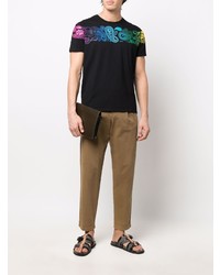 schwarzes T-Shirt mit einem Rundhalsausschnitt mit Paisley-Muster von Etro