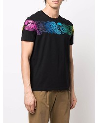 schwarzes T-Shirt mit einem Rundhalsausschnitt mit Paisley-Muster von Etro