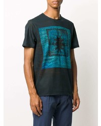 schwarzes T-Shirt mit einem Rundhalsausschnitt mit Paisley-Muster von Etro