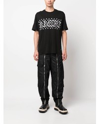 schwarzes T-Shirt mit einem Rundhalsausschnitt mit Paisley-Muster von Amiri