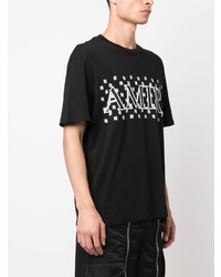 schwarzes T-Shirt mit einem Rundhalsausschnitt mit Paisley-Muster von Amiri