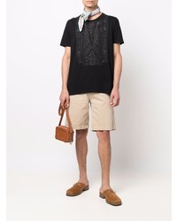 schwarzes T-Shirt mit einem Rundhalsausschnitt mit Paisley-Muster von Etro