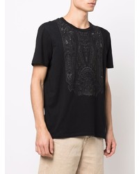 schwarzes T-Shirt mit einem Rundhalsausschnitt mit Paisley-Muster von Etro