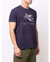 schwarzes T-Shirt mit einem Rundhalsausschnitt mit Paisley-Muster von Etro