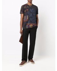 schwarzes T-Shirt mit einem Rundhalsausschnitt mit Paisley-Muster von Etro