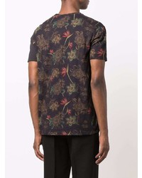 schwarzes T-Shirt mit einem Rundhalsausschnitt mit Paisley-Muster von Etro