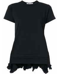 schwarzes T-Shirt mit einem Rundhalsausschnitt mit Rüschen von Comme des Garcons