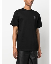 schwarzes T-Shirt mit einem Rundhalsausschnitt mit Schlangenmuster von Roberto Cavalli