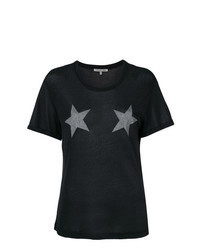 schwarzes T-Shirt mit einem Rundhalsausschnitt mit Sternenmuster