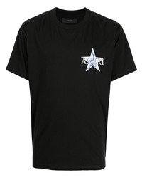 schwarzes T-Shirt mit einem Rundhalsausschnitt mit Sternenmuster von Amiri