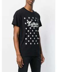 schwarzes T-Shirt mit einem Rundhalsausschnitt mit Sternenmuster von Amiri