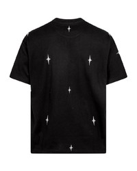 schwarzes T-Shirt mit einem Rundhalsausschnitt mit Sternenmuster von Stampd