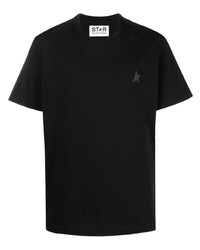 schwarzes T-Shirt mit einem Rundhalsausschnitt mit Sternenmuster von Golden Goose