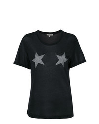 schwarzes T-Shirt mit einem Rundhalsausschnitt mit Sternenmuster von Maison Père