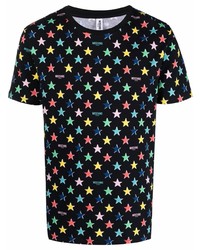 schwarzes T-Shirt mit einem Rundhalsausschnitt mit Sternenmuster von Moschino