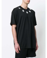 schwarzes T-Shirt mit einem Rundhalsausschnitt mit Sternenmuster von Givenchy