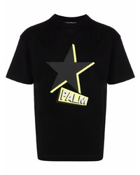 schwarzes T-Shirt mit einem Rundhalsausschnitt mit Sternenmuster von Palm Angels