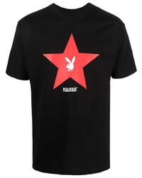 schwarzes T-Shirt mit einem Rundhalsausschnitt mit Sternenmuster von Pleasures