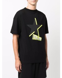 schwarzes T-Shirt mit einem Rundhalsausschnitt mit Sternenmuster von Palm Angels