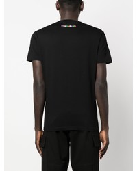 schwarzes T-Shirt mit einem Rundhalsausschnitt mit Sternenmuster von DSQUARED2