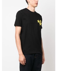 schwarzes T-Shirt mit einem Rundhalsausschnitt mit Sternenmuster von DSQUARED2