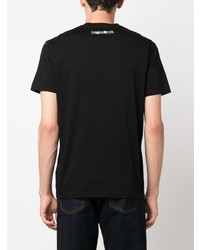 schwarzes T-Shirt mit einem Rundhalsausschnitt mit Sternenmuster von DSQUARED2