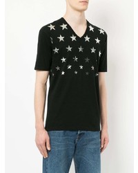 schwarzes T-Shirt mit einem Rundhalsausschnitt mit Sternenmuster von GUILD PRIME