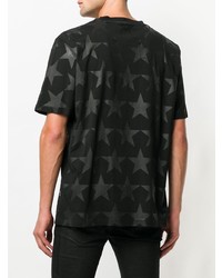 schwarzes T-Shirt mit einem Rundhalsausschnitt mit Sternenmuster von Just Cavalli